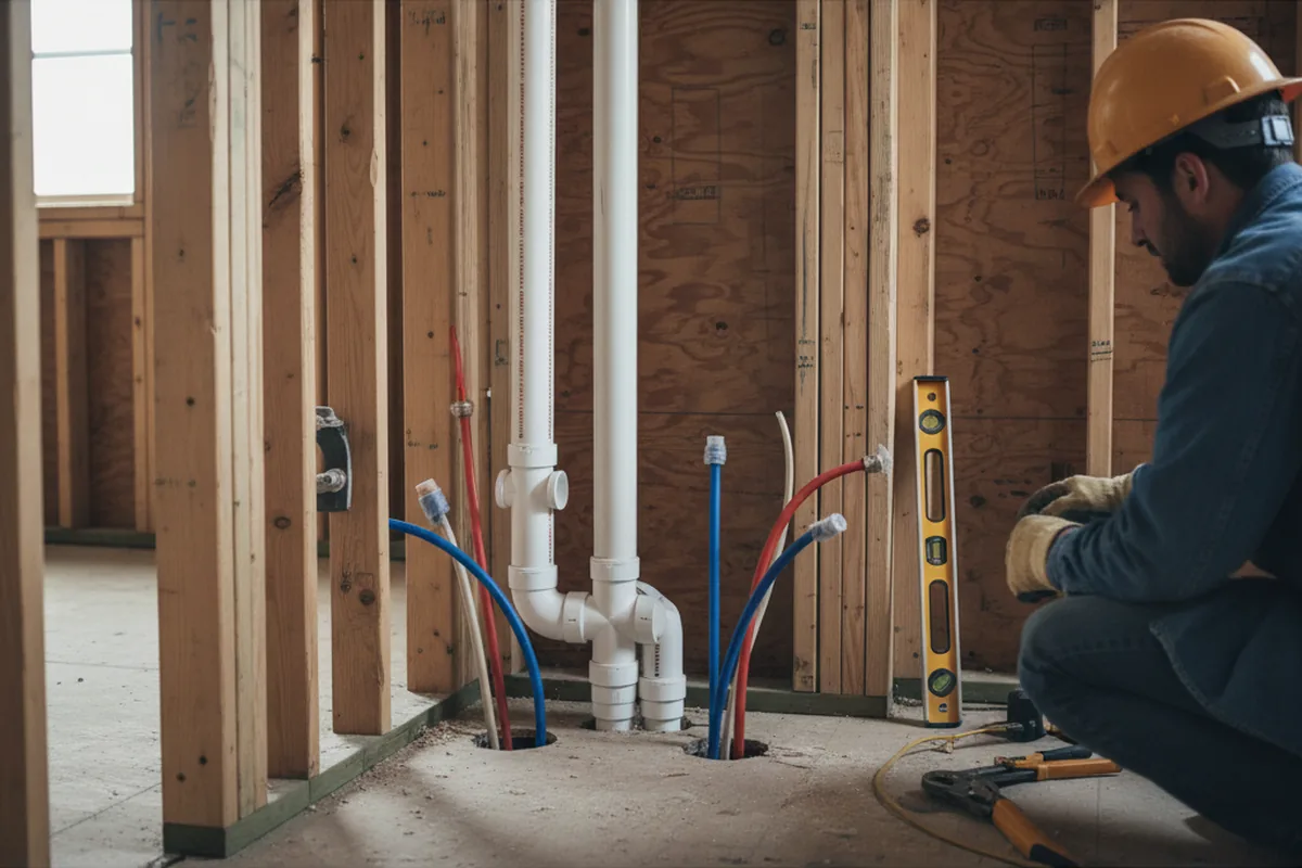 Drain and supply rough-in during Garbage Disposal Repair in Charlotte Hall